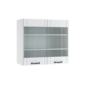 Vicco Küchenschrank Glas Fame-Line, 80 cm, Weiß Landhaus/Weiß