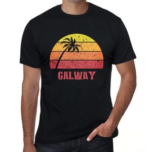Herren Grafik T-Shirt Palme Strand Sonnenuntergang in Galway – Palm, Beach, Sunset In Galway – Öko-Verantwortlich Vintage Jahrgang Kurzarm Lustige