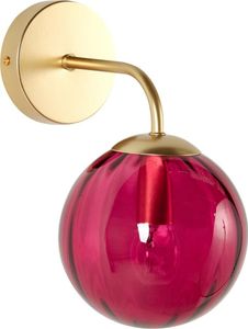BELIANI Wandleuchte Gold Metall mit Burgunderrotem Glasschirm Kugelförmig 1-Flammig Retro Design Wandbeleuchtung Wohnzimmer Schlafzimmer Flur Diele