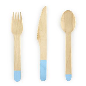 Holzbesteck Woody hellblau 18-teilig