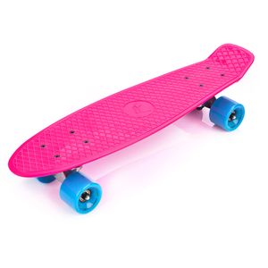 Skateboard Komplette 22" Mini Cruiser Board Retro Komplettboard für Anfänger Kinder Jugendliche Erwachsene, 56x15cm Meteor rosa/neonblau/violett