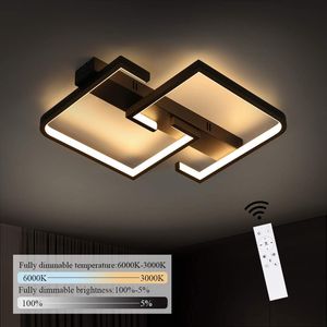 ZMH LED Deckenlampe LED 35W Schwarze Wohnzimmerlampe dimmbar mit Fernbedienung für Schlafzimmer Esstisch Büro Flur