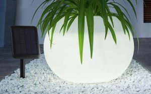 Solar LED Pflanzer "Lights", weiß, moderne Leuchtdeko, Pflanztopf, Garten Leuchtkugel, Pflanzgefäß beleuchtet, Gartendeko für Draußen