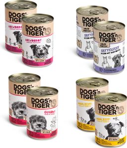 Dogs’n Tiger Adult Hundefutter, Nassfutter, Getreidefrei, Mixpaket Sensibelchen, Rind, Lamm, Huhn & Pferd, 8tlg-Set Dogs’n Tiger Adult Hundefutter, Nassfutter, Getreidefrei, Mixpaket Sensibelchen, Rind, Lamm, Huhn & Pferd, 8tlg-Set