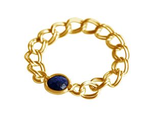 Gemshine - Damen - Ring - Vergoldet - Saphir - Blau - Beweglich - Geschmeidig
