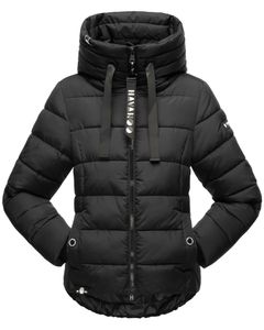 Navahoo Damen Winterjacke warme Steppjacke mit hohem Kragen und Verstellbarer Kapuze Amayaa Schwarz Gr: 38 - M