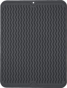 Abtropfmatte aus Silikon, 50x40 cm, umweltfreundlich, hitzebeständig und rutschfest, Abtropfmatte für Geschirr (Schwarz)
