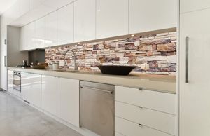 Küchenrückwand Folie selbstklebend STEINIGE WAND 350 x 60 cm - Klebefolie - Dekofolie - Spritzschutz für Küche -