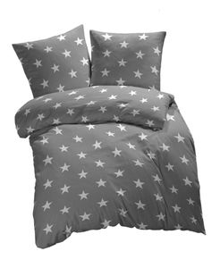 etérea Baumwolle Renforcé Bettwäsche - Sterne, Galaxy Bettwäsche - weich und angenhem auf der Haut, Bettbezug Stars, 3 teilig 200x200 cm + 2Stk 80x80 cm, Grau