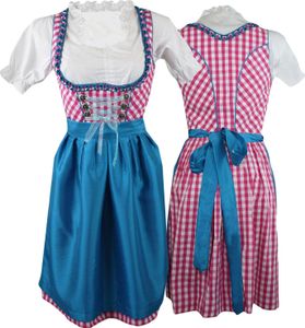 1-teiliges Midi-Dirndl Landhaus Kleid ohne Bluse Dirndel Pink kariert, Größe:40