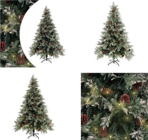vidaXL Weihnachtsbaum mit Beleuchtung und Kiefernzapfen 150 cm PVC&PE - Künstlicher Weihnachtsbaum - Künstliche Weihnachtsbäume - Weihnachtsbaum Mit LED - Weihnachtsbaum Mit Beleuchtung
