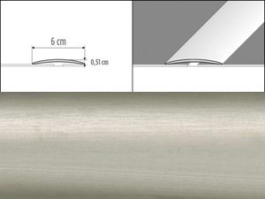 Prechodové lišty A70 - SAMOLEPIACE šírka 6 x výška 0,51 x dĺžka 100 cm - inox