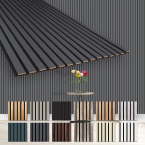 HEXIM Akustikpaneele 278x60cm - flexible Lamellenwand Holz MDF Wandpaneele Lamellenverkleidung Wandverkleidung Innendekoration schalldämmend (1 Paneel / 1,67 m² Black Lead - AP05) HEXIM Akustikpaneele 278x60cm - flexible Lamellenwand Holz MDF Wandpaneele Lamellenverkleidung Wandverkleidung Innendekoration schalldämmend (1 Paneel / 1,67 m² Black Lead - AP05)