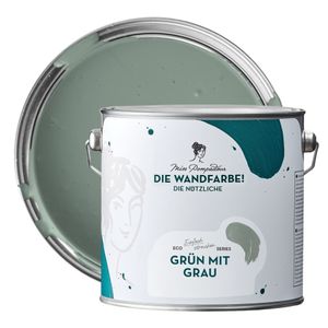 MissPompadour abwaschbare Wandfarbe Grün mit Grau 2,5L - hohe Deckkraft - matte, scheuerbeständige Innenfarbe - geruchsarm, wasserbasiert, ergiebig - Die Nützliche