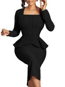 Damen Etuikleider Split Back Bodycon Kleid Outfit Elegantes Midkleid Slim Cocktailkleid Farbe:Schwarz,Größe 3XL