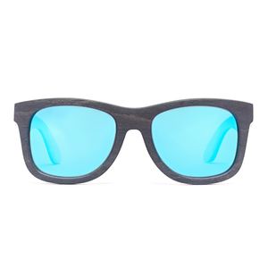 Bonizetti Herren Sonnenbrille Bambus Grau Glasfarbe blau SANMARINO - 143mm Männer, Sunglasses, Sommer Accessoires, Naturmaterialien