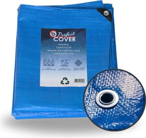 Perfect Cover Plane Essential | 6 x 8 m | Blau | Mehrzweckplane für Auto, Anhänger, Pool und Gartenmöbel | Hochwertige wetterfeste Plane | 80 g/m²