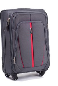 Cestovní kufr Wings 20 s rozšířením,textilní,palubní, šedo červený,40l