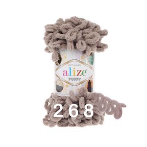 Alize Puffy PREMIUM Wolle Fingerstrick-Wolle, Schlaufenwolle, Chenille Garn, 100gr, 268 - Stein