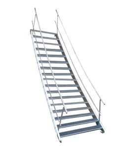 17 Stufen Stahltreppe beidseitigem Geländer Breite 100 cm Geschosshöhe 282-350cm