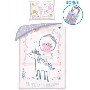 Kinder Baby Bettwäsche Peppa Pig - Einhorn - Ballerina 100x135 40x60 cm - Baumwolle mit Stoffbeutel Verpackung