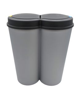 Odpadkový kôš 2x25 litrov Duo Bin - farba: sivá s čiernym vekom
