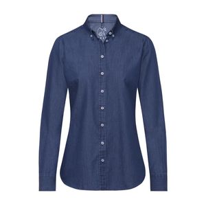 Greiff Corporate Wear CASUAL Damen Jeansbluse Langarm Button-Down-Kragen Regular Fit Baumwolle ® Blue Denim 38