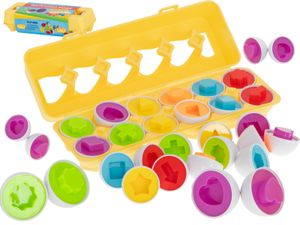 KIK - Puzzle-Blöcke, Eier, 12 Teile, Montessori, Formen und Farben