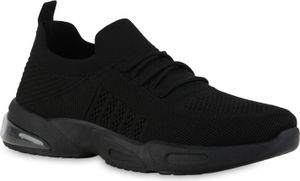 VAN HILL Herren Laufschuhe Sportschuhe Sportlich Strick Profil-Sohle Schuhe 841740, Farbe: Schwarz, Größe: 40