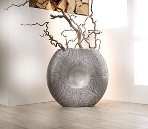 große Design Bodenvase in silber, 50 cm hoch, für Innen & Außen