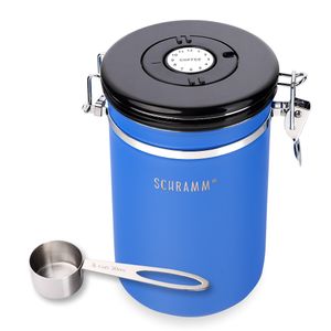 Schramm® Kaffeedose 1800 ml in 10 Farben mit Dosierlöffel Höhe: 19cm Kaffeedosen Kaffeebehälter aus Edelstahl , Farbe:blau