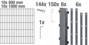 Alberts Step² Gabionenzaun-Set Einbetonieren Steinkorb Höhe 80-180cm Länge 2-10m, Farbe:anthrazit, Zaun-Länge:10 m, Zaun-Höhe:180 cm