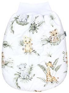 TupTam Baby Strampelsack Schlafsack mit breitem Bund Winterschlafsack für Mädchen Jungen Babyschlafsack, Farbe: Safari / Löwe / Braun / Blätter / Grün, Größe: 6 - 12 Monate