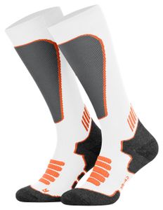 Tobeni Sport Kompressionsstrümpfe Lang Biking- Running- Skiing- Socken für Frauen und Männer, Farbe:Weiss, Grösse:43-46