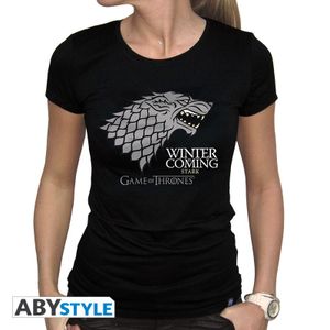 Game of Thrones Damen T-Shirt (Girlie) - House Stark Winter is coming (schwarz) S