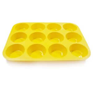 Nicht klebrige Silikon-Muffinform – Muffinformer für Muffins und Cupcakes – Cupcake-Silikonformer – Backzubehör – 12 x Muffinformer(Gelb)