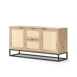 Vicco Sideboard Natal, 140 x 72 cm mit 2 Türen und 2 Schubladen, Eiche