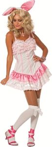 W4855-34-A rose-weiß Damen Hasen Kostüm Bunny Kleid Gr.34