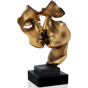 Moderne Skulptur, goldene abstrakte Kunstfiguren, Wohnzimmerdekoration, Paargeschenk, Heimdekorationsstatue, Harz