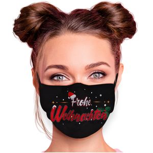 Mundschutz Nasenschutz Behelfs – Maske, waschbar, Filterfach, verstellbar, Motiv Frohe Weihnachten