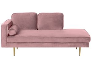 BELIANI Chaiselongue Linksseitig Rosa Samtstoff Metallfüße Modern Mit Zierkissen