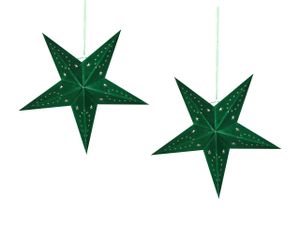 BELIANI Súprava 2 vianočných hviezd zelená zamatová 45 cm závesné papierové vianočné ozdoby