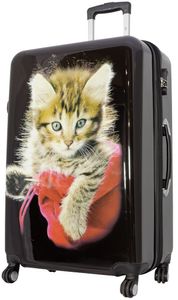 Motivkoffer Mieze-Katze Koffer Trolley Handgepäck Polycarbonat Reisegepäck, Grösse:L