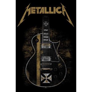 Metallica - Poster "Hetfield", Gitarre, Stoff RO2630 (70 cm x 106 cm) (Schwarz/Gold)