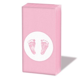 10 Papier Taschentücher Babyfüße Baby Füße Steps Girl Boy Gastgeschenk Taufe Geburt, Farbe:rosa