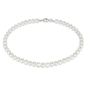 Weiße Perlenkette einlagig 8mm Imitationsperle Herrenhalsband (40cm)
