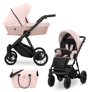 Kinderwagen IVENTO Sportwagen Babywagen Babyschale Komplettset Kinder Wagen Set 2 in 1 (Smoky Pink, Rahmenfarbe: Schwarz)