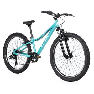 ATTABO Kinder-MTB JR Mountainbike mit Aluminiumrahmen 12" Grün Kinderfahrrad mit 24" Rädern mit Zubehör Ergonomischer Lenker V-Brake Verstellbarer Sat