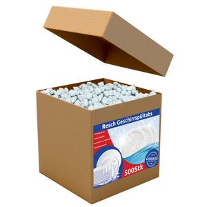 RESCH CLEANIX Spülmaschinentabs ohne Plastik - All in One | 500 Stück (ca 9kg) | Phosphatfrei Tabs | Geschirrspültabs wasserlösliche Folie | Spültabs