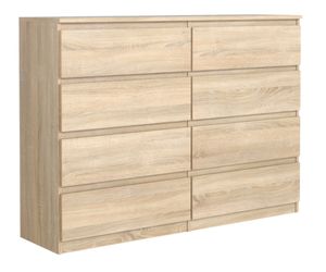 3xEliving Kommode Sideboard DEMII 8 120cm - mit 8 Schubladen in Sonoma Eiche / Verschiedene Farben und Großen